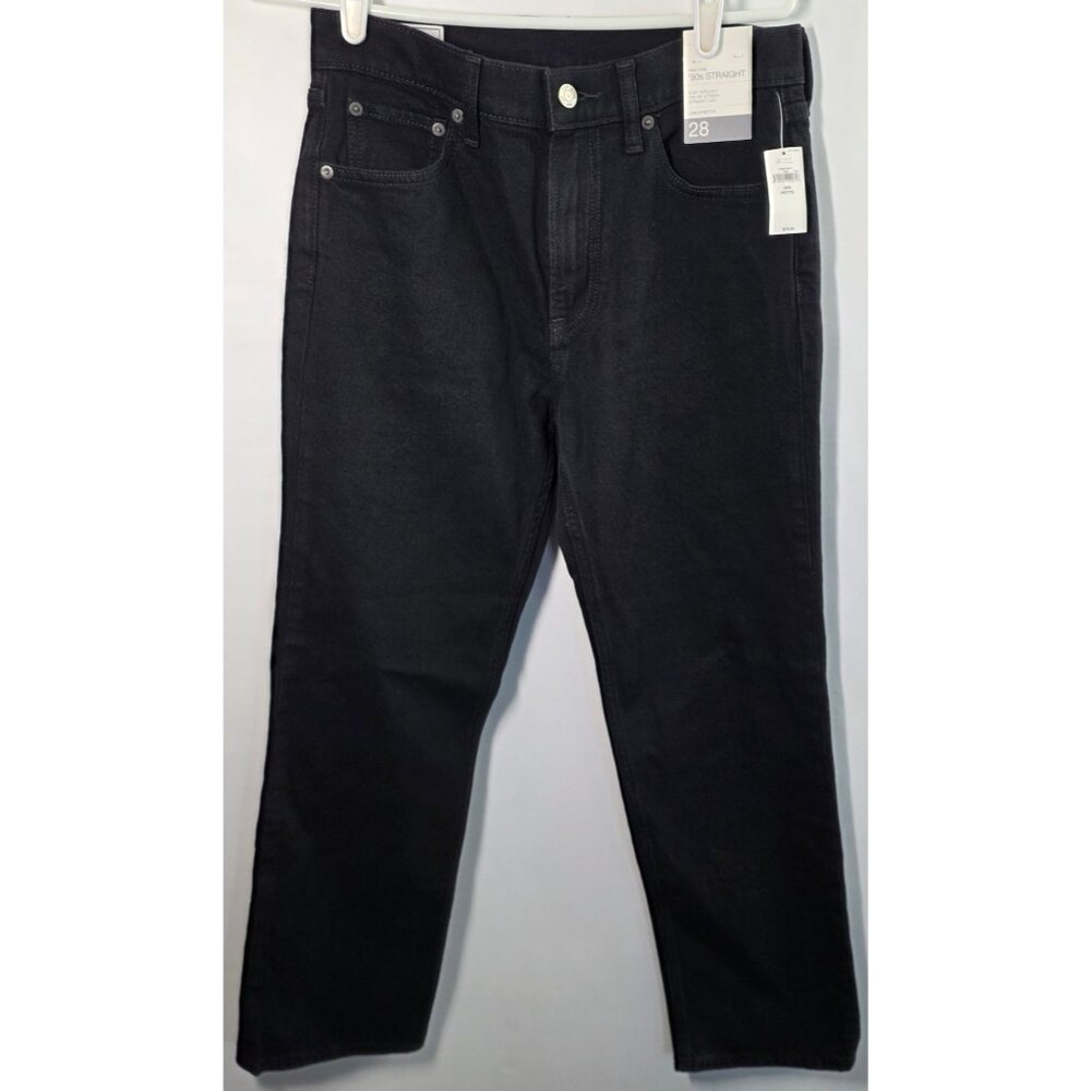 New $80 Gap Womens High Rise 90s Straight Jeans Black 28 6P 6‎ P Petite Slim